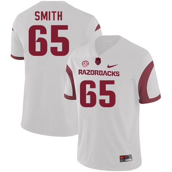 Men #65 Aaron Smith Arkansas Razorback College Football Jerseys Stitched Sale-White